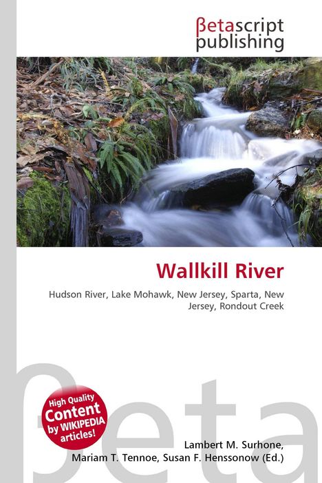 "Wallkill River" und andere geografische Namen in rotem und schwarzem Text. Oben das Logo von Betascript Publishing, darunter ein Wasserfall.