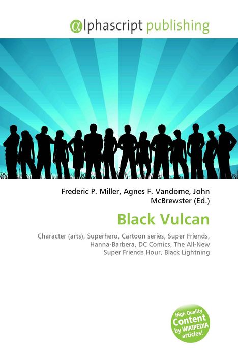 "Black Vulcan" - Silhouetten von Menschen vor blauem Hintergrund, alphascript publishing Logo oben.