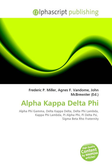 "Alphascript Publishing" oben. Titel "Alpha Kappa Delta Phi". Grünes wellenförmiges Design unten.