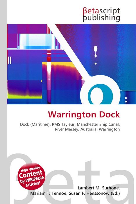 "Warrington Dock; Dock (Maritime), RMS Tayleur, Manchester Ship Canal. Abstrakte bunte Illustration mit Kreis und Linien."