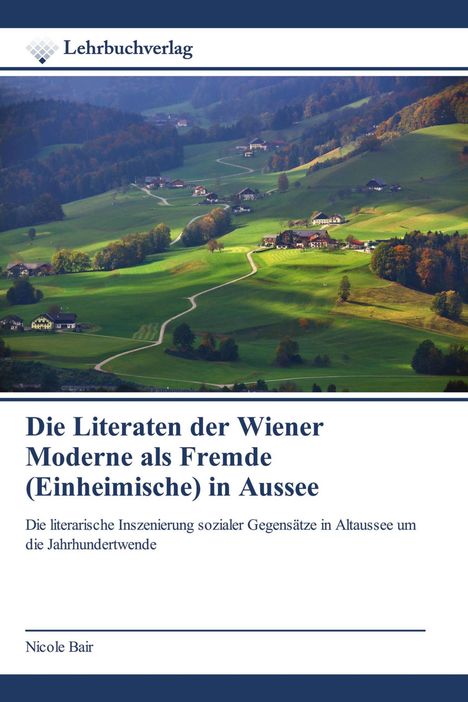 Oben "Lehrbuchverlag" mit Logo. Unten Titel eines Buches von Nicole Bair, umgeben von grünen Hügeln mit Dörfern.