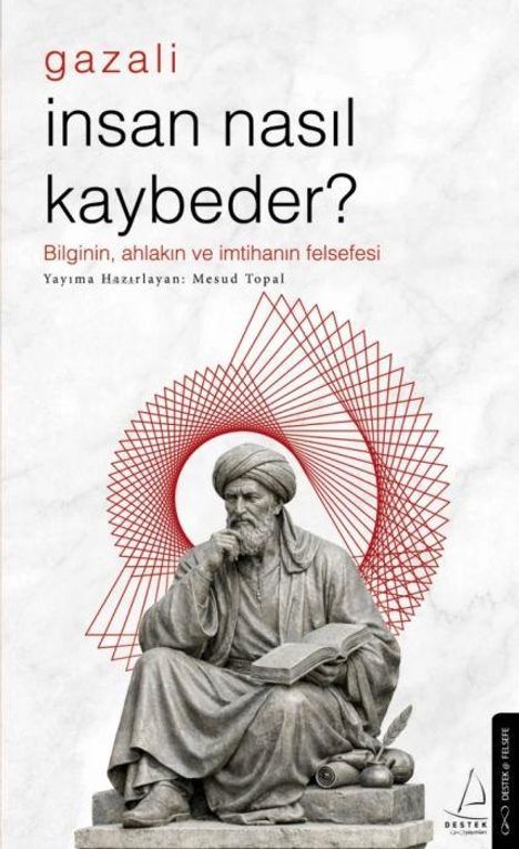 "Gazali: insan nasıl kaybeder? Bilginin, ahlakın ve imtihanın felsefesi. Illustration eines sitzenden Gelehrten in Gedanken."