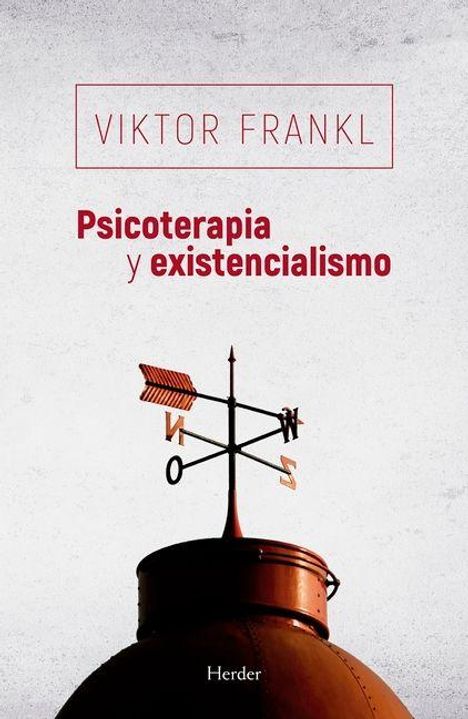 Text: "Viktor Frankl Psicoterapia y existencialismo". Darunter eine Wetterfahne auf einem Dach vor hellgrauem Hintergrund.