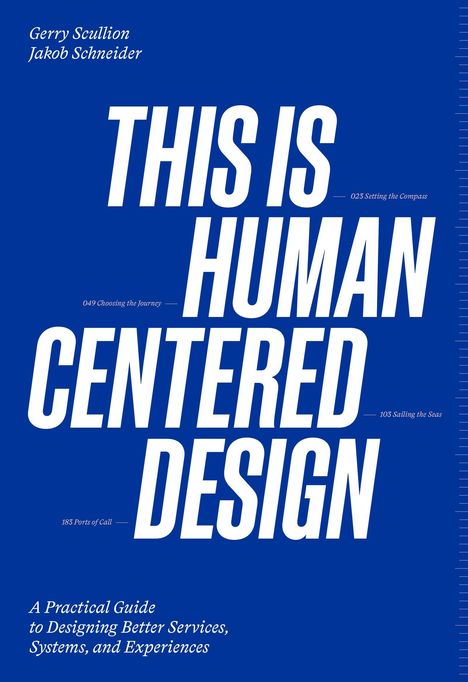 "THIS IS HUMAN CENTERED DESIGN." Oben zwei Namen. Unten beschreibt ein Satz einen praktischen Leitfaden für Design.