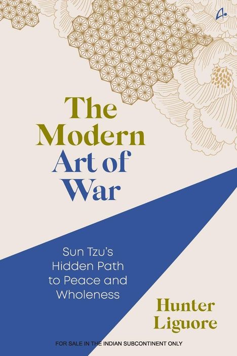 "The Modern Art of War" und "Hunter Liguore". Illustrationen mit geometrischen Mustern und floralen Elementen.