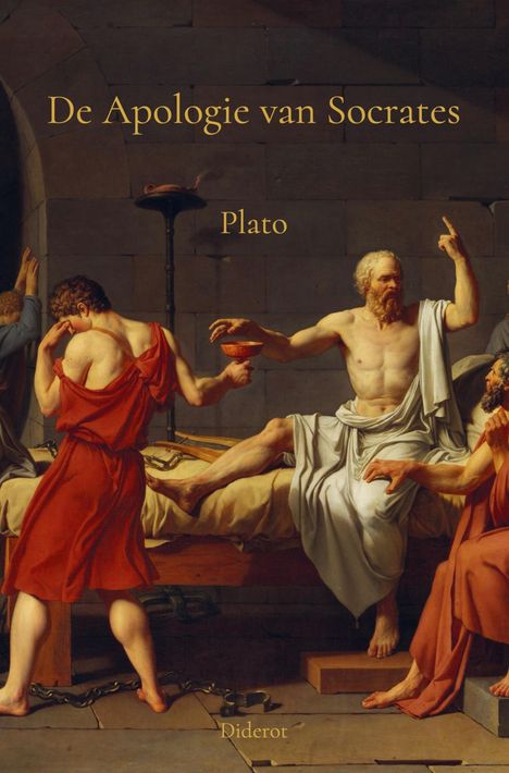 "De Apologie van Socrates", "Plato", "Diderot". Klassische Szene mit Männern in antiken Gewändern.