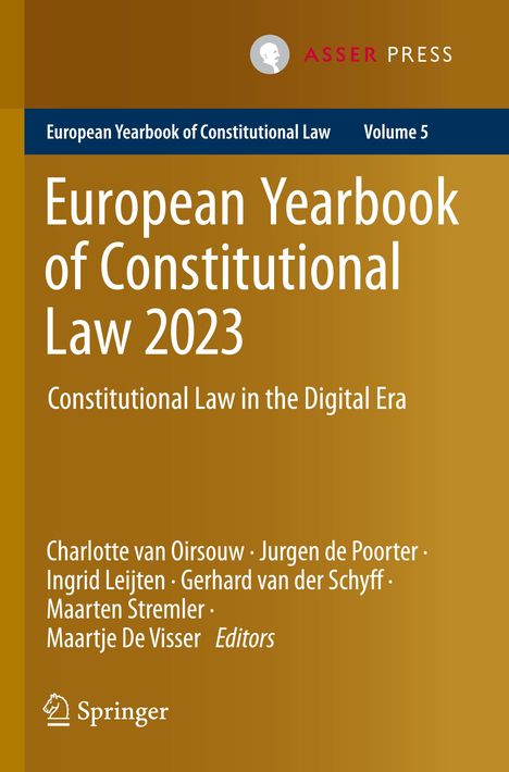 "European Yearbook of Constitutional Law 2023. Constitutional Law in the Digital Era. Springer-Logo unten links."