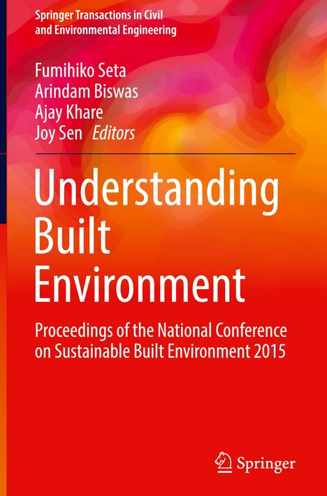Titel: Understanding Built Environment. Buntes, abstraktes Design in Rot- und Orangetönen. Springer-Logo unten.