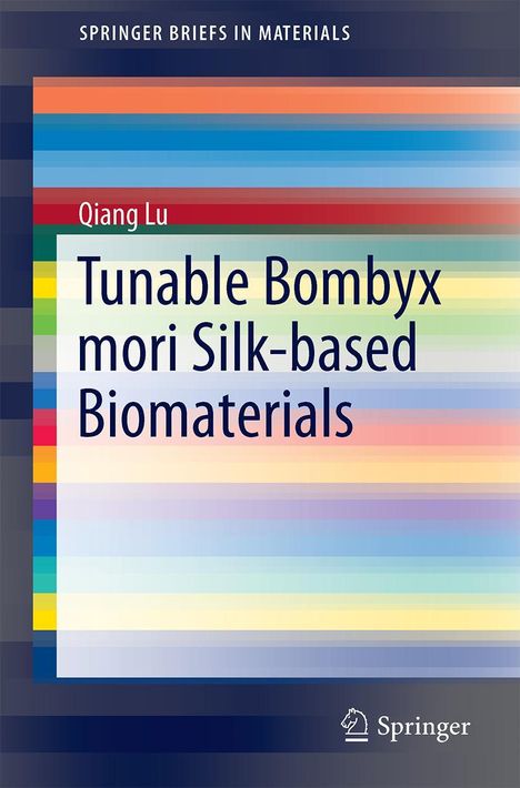Springer Briefs in Materials, Qiang Lu: Tunable Bombyx mori Silk-based Biomaterials. Farbige Streifen im Hintergrund.