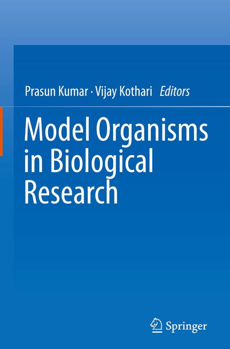 "Model Organisms in Biological Research" in weiß auf blauem Hintergrund, darunter das Springer-Logo.