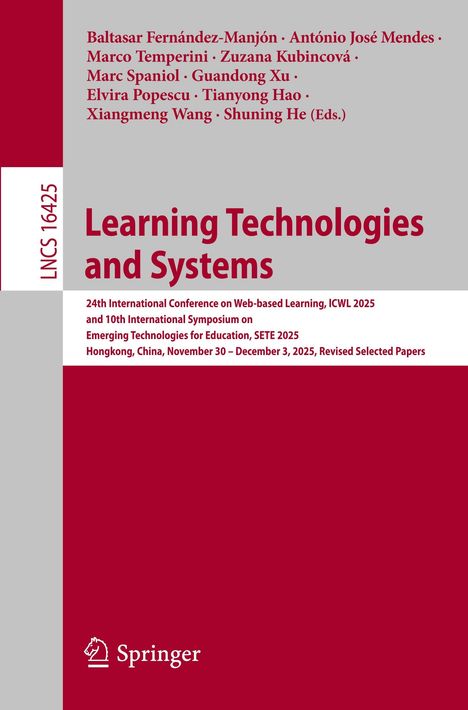 Titel: "Learning Technologies and Systems". Details zu Konferenz und Symposium in Hongkong, 2025. Springer-Logo.