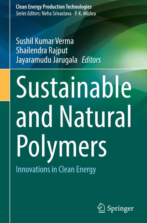 „Sustainable and Natural Polymers“: Buchcover in Grün- und Blautönen, Logo von Springer unten rechts.