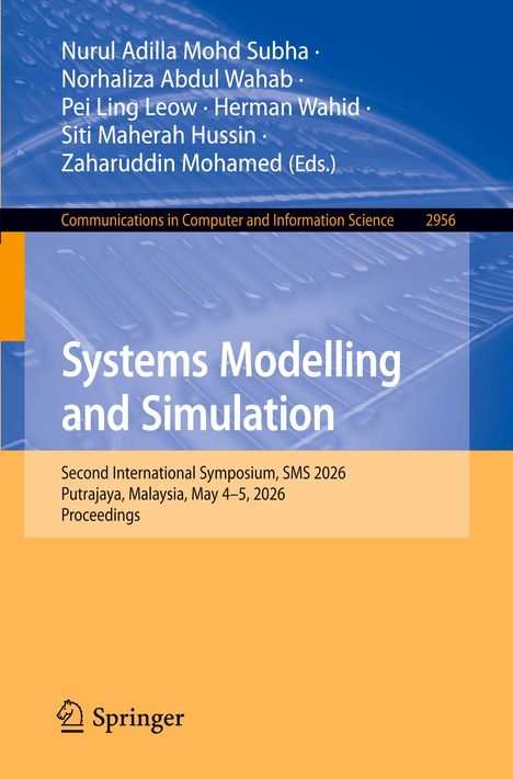 Buchtitel: „Systems Modelling and Simulation“. Symposium Putrajaya, Malaysia, 4.–5. Mai 2026. Springer-Logo.