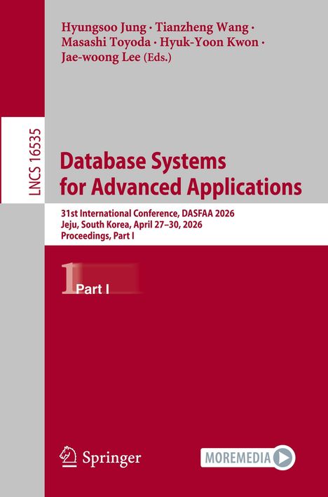 "Database Systems for Advanced Applications, 31st DASFAA 2026, Jeju, South Korea, April 27–30, Part I." Cover in Rot-Grau.