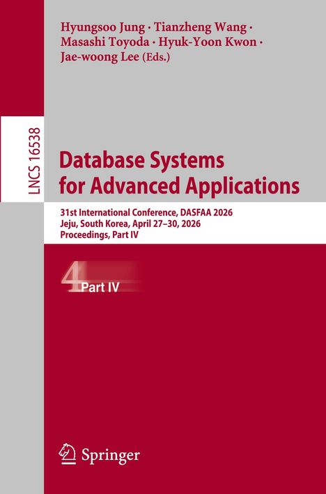 Buchtitel: "Database Systems for Advanced Applications". Konferenz in Jeju, Südkorea, April 2026. Herausgebernamen oben. Springer-Logo unten.