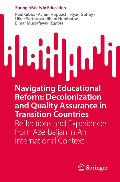 "Navigating Educational Reform... Transition Countries." Springer Briefs in Education. Rote und weiße grafische Elemente.