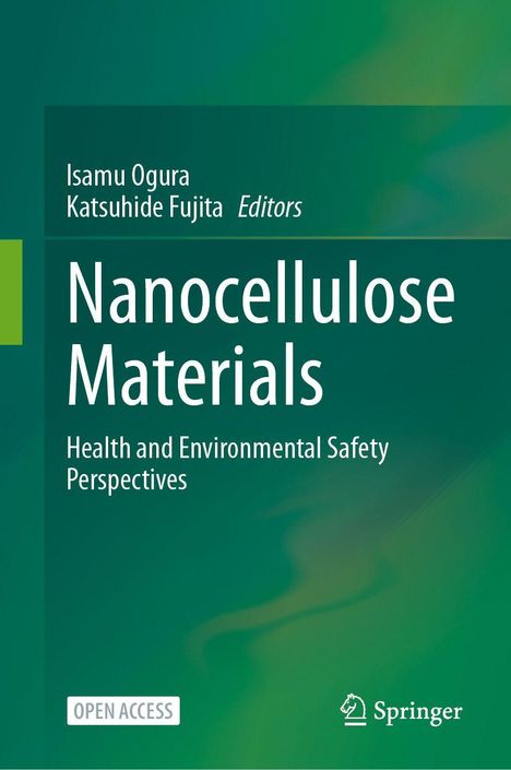 "Nanocellulose Materials: Health and Environmental Safety Perspectives" steht auf einem grünen Hintergrund. Logo: Springer.