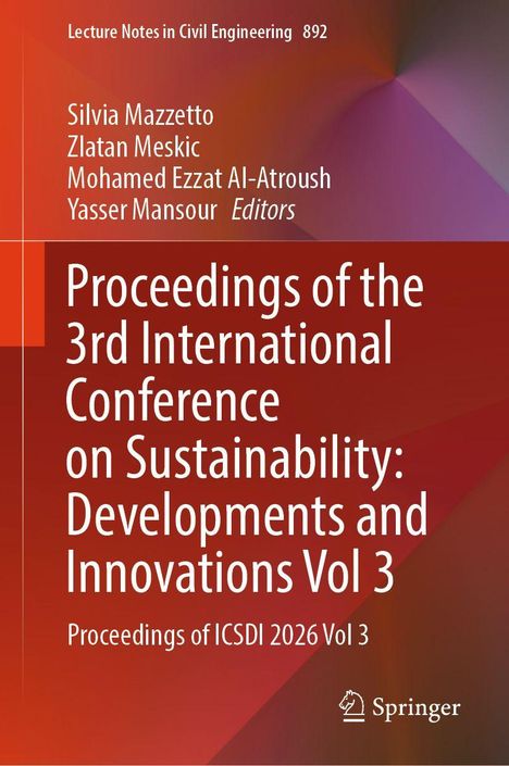 "Proceedings of the 3rd International Conference on Sustainability: Developments and Innovations Vol 3." Orange Farbverlauf.