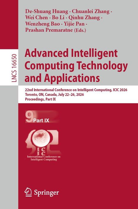 "Advanced Intelligent Computing Technology and Applications". Wissenschaftliches Buchcover mit Konferenzdetails. Springer-Logo.
