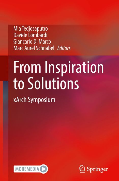 "From Inspiration to Solutions, xArch Symposium. Oben Namen der Herausgeber. Hintergrund in Rot- und Orangetönen."