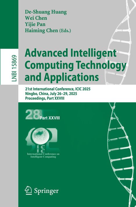 Text über fortschrittliche intelligente Computertechnologie; Namen von Herausgebern; Spirale rechts, Logo unten.