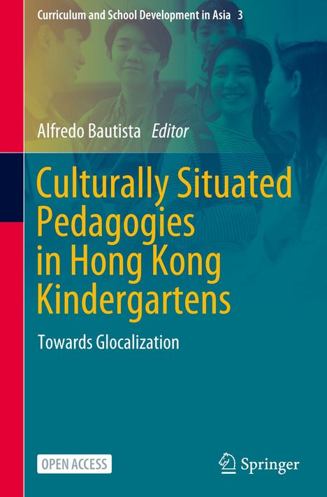 Titel: "Culturally Situated Pedagogies in Hong Kong Kindergartens". Foto von lächelnden Menschen im Hintergrund.