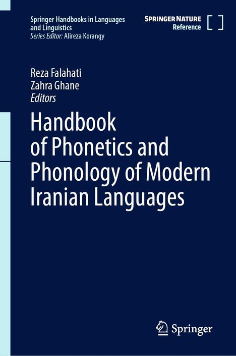 Titel: "Handbook of Phonetics and Phonology of Modern Iranian Languages". Dunkelblauer Hintergrund, Springer Logo unten.
