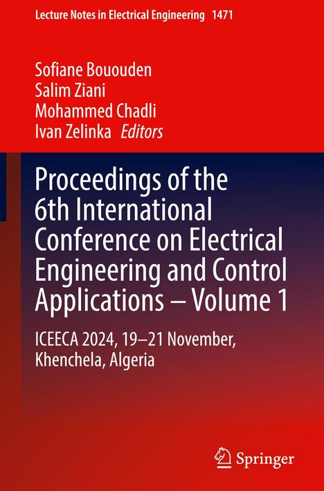 "Proceedings of the 6th International Conference on Electrical Engineering and Control Applications – Volume 1." Rotes und blaues Design.