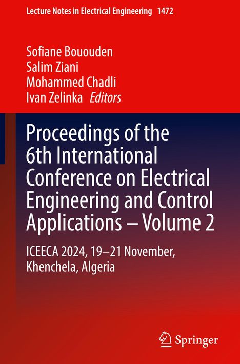 Oben steht: "Lecture Notes in Electrical Engineering 1472". Namen: "Sofiane Bououden, Salim Ziani...". Unten: "Springer" mit Logo.