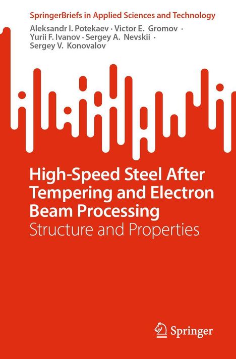 Titel: "High-Speed Steel After Tempering and Electron Beam Processing". Abstrakte rote Grafik mit Springer-Logo.