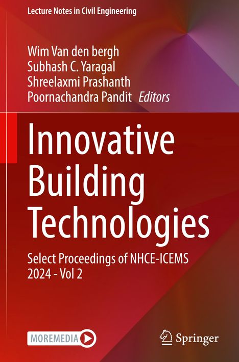 Oben steht "Lecture Notes in Civil Engineering". Titel: "Innovative Building Technologies". Unten Logos: MOREMEDIA, Springer.