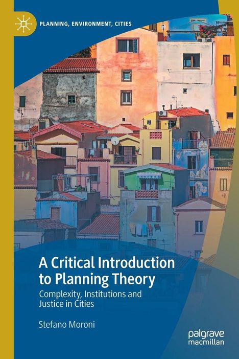 "A Critical Introduction to Planning Theory" oben, bunte Häusergruppen im Hintergrund und ein Logo links oben.