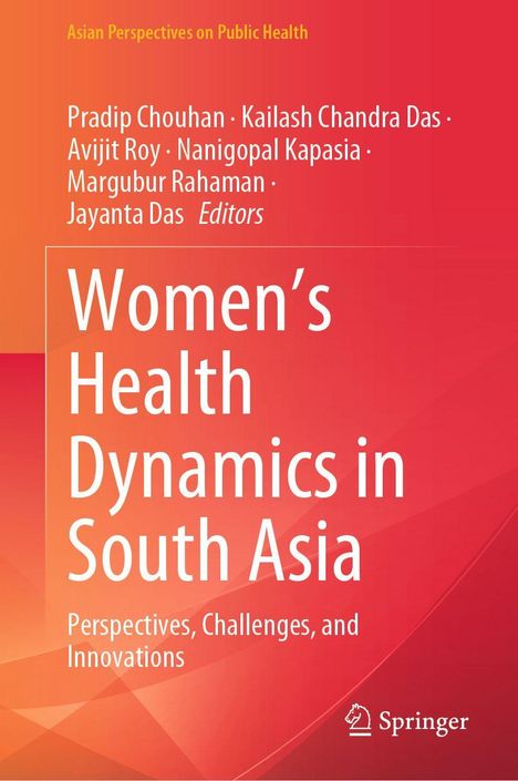 "Women's Health Dynamics in South Asia" auf orangem Hintergrund mit Herausgebernamen. Springer-Logo unten rechts.