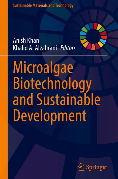 Oben steht "Sustainable Materials and Technology". Darunter "Microalgae Biotechnology and Sustainable Development". Links ein Kreis.