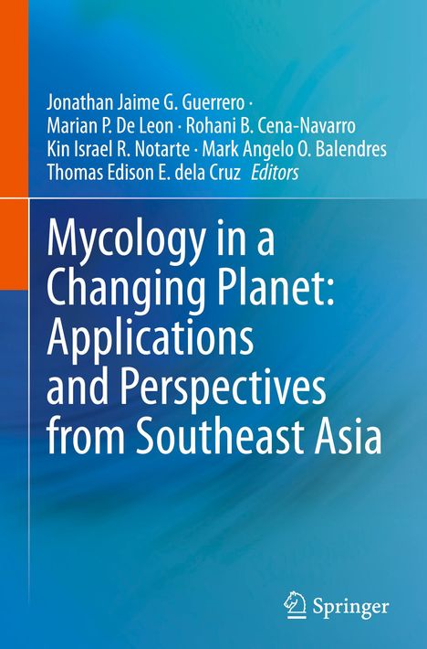 "Mycology in a Changing Planet: Applications and Perspectives from Southeast Asia" in weißer Schrift auf blauem Hintergrund.