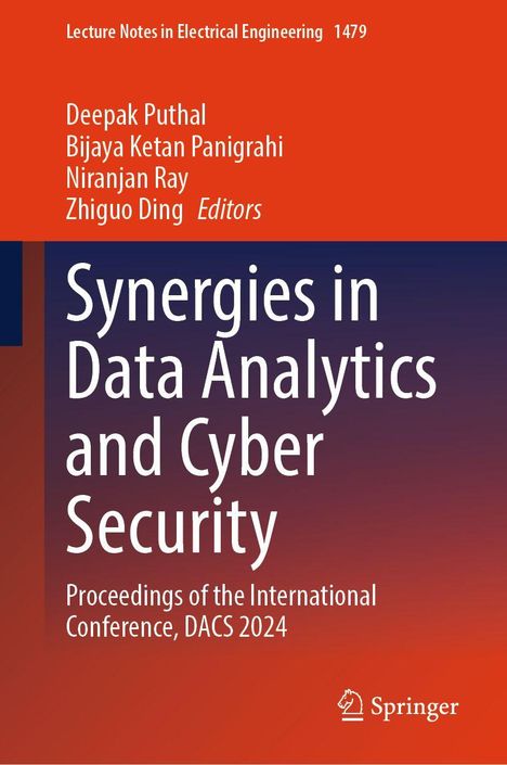 Titel: Synergies in Data Analytics and Cyber Security, Konferenz DACS 2024. Roter und dunkler Hintergrund.