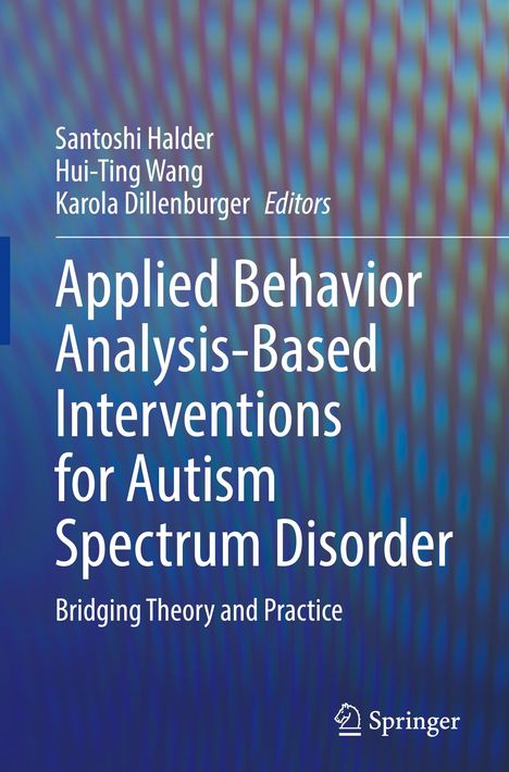 Buchtitel: „Applied Behavior Analysis-Based Interventions for Autism Spectrum Disorder“. Hintergrund in Blau- und Lilatönen.