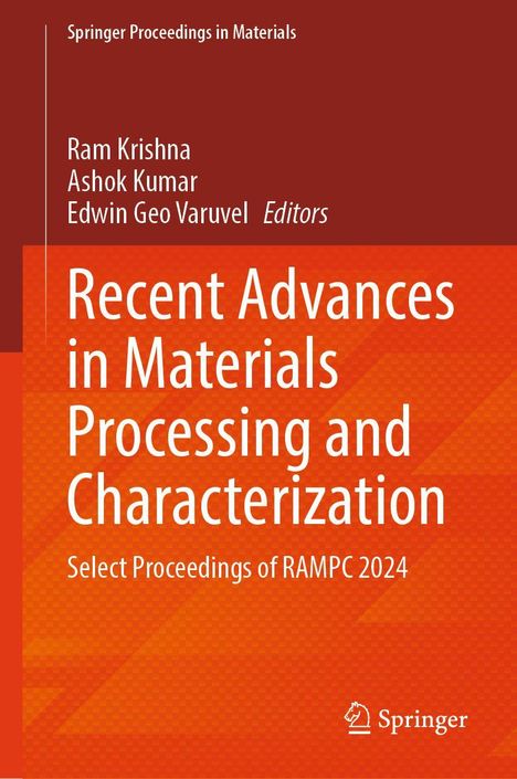 Text: "Recent Advances in Materials Processing and Characterization." Orange Hintergrund mit geometrischem Muster. Springer-Logo.