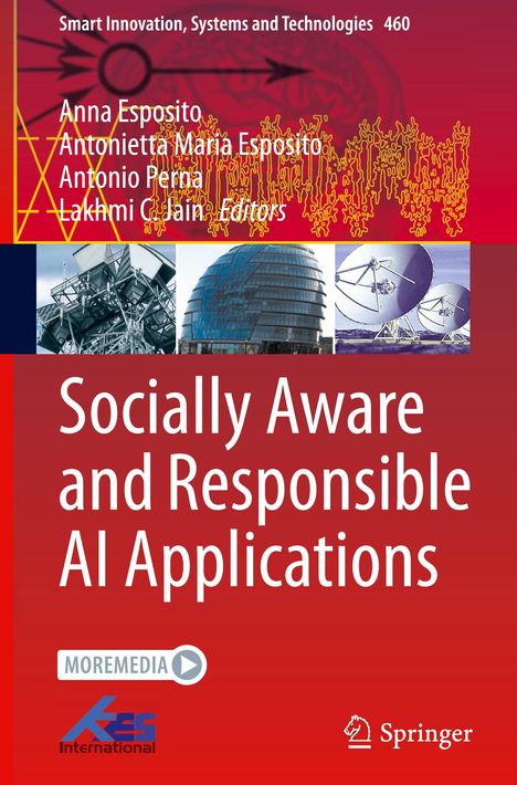 Buchtitel: "Socially Aware and Responsible AI Applications" von mehreren Herausgebern. Oben technische Illustrationen.