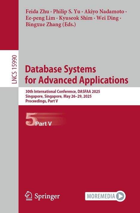 "Database Systems for Advanced Applications," Konferenz DASFAA 2025. Grauer und roter Hintergrund, Logos unten.