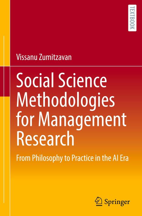 Titel: Social Science Methodologies for Management Research. Autor: Vissanu Zumitzavan. Gelb-rot gestreifter Hintergrund.