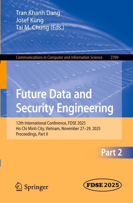 Buchtitel "Future Data and Security Engineering", orange und blaue Gestaltung, mit Springer-Logo unten links.