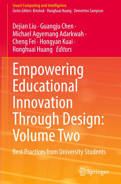 Titel: Empowering Educational Innovation Through Design: Volume Two. Orangener Hintergrund mit Text in Weiß. Springer-Logo.