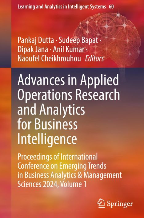 Buchtitel über Operations Research; orange-roter Hintergrund mit abstraktem Gehirn auf der rechten Seite.
