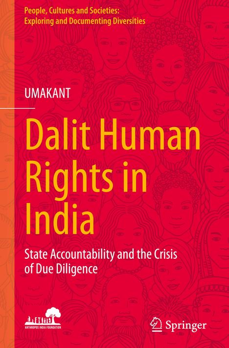 "Dalit Human Rights in India: State Accountability and the Crisis of Due Diligence" in roter Hintergrund mit Gesichtern.