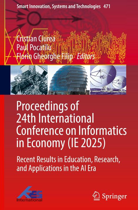 Titel: "Proceedings of 24th International Conference on Informatics in Economy (IE 2025)". Oben Geräte und Gebäude.