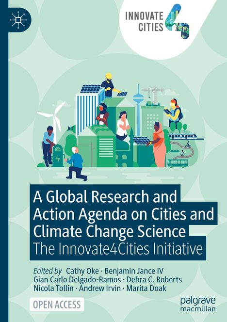 „A Global Research and Action Agenda on Cities and Climate Change Science“. Illustration von nachhaltigen Städten.