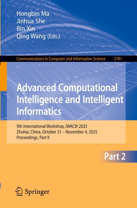 Cover mit blauen Wellen, Buchdetails oben, Titel: "Advanced Computational...", Workshop in Zhuhai, China, Springer-Logo.