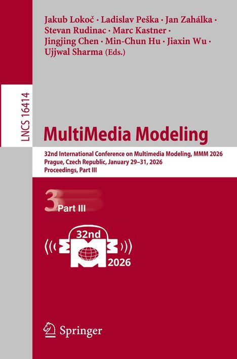 "MultiMedia Modeling", Konferenz, Prag 2026, Part III. Rot-weiße Gestaltung mit Logos und Springer-Logo unten.