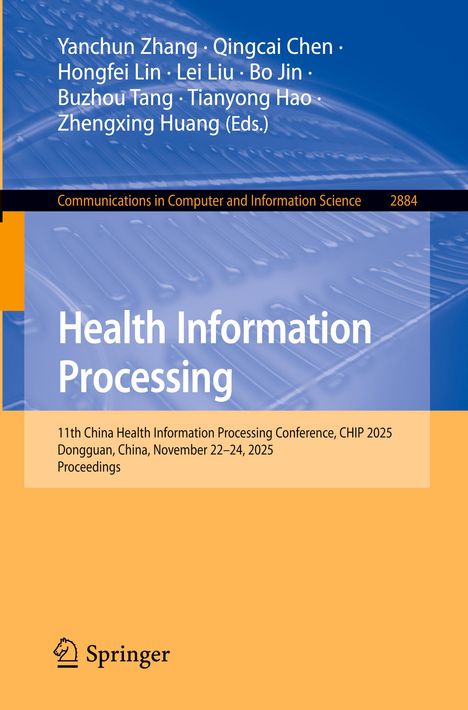 "Health Information Processing", Konferenz in Dongguan, China, November 2025. Cover in Blau-Orange mit Springer-Logo.